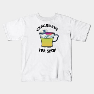 Vaporwave Aesthetic Great Wave Off Kanagawa Cafe Coffee Tea Kids T-Shirt